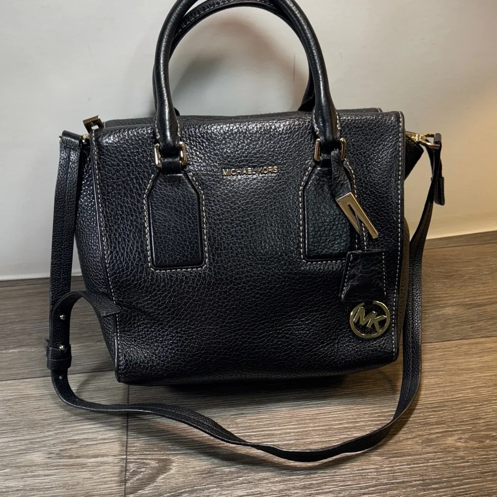Michael Kors Black Textured Satchel